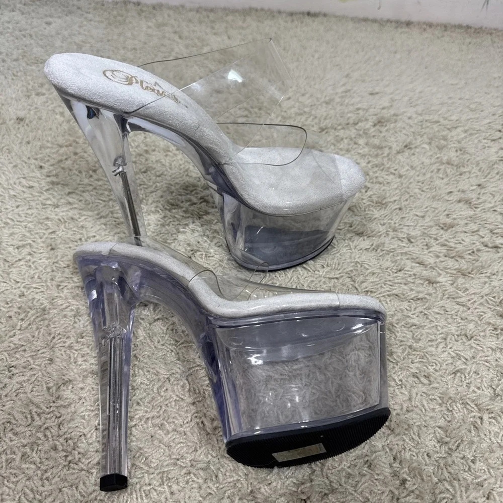 Pleaser Sky High 302 Clear Platform Heels Exotic Dancer Stripper Sexy Women's 8